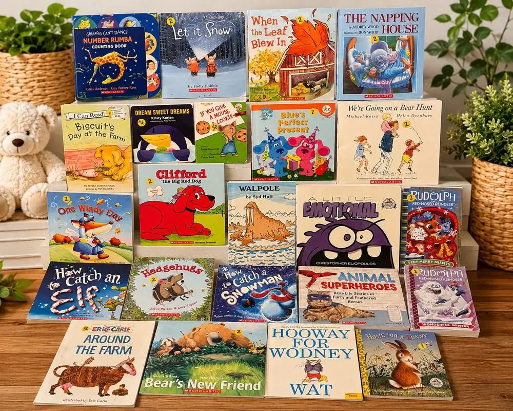24 Kids Picture Book Lot | Scholastic, Clifford, Eric Carle, Bear Hunt & More